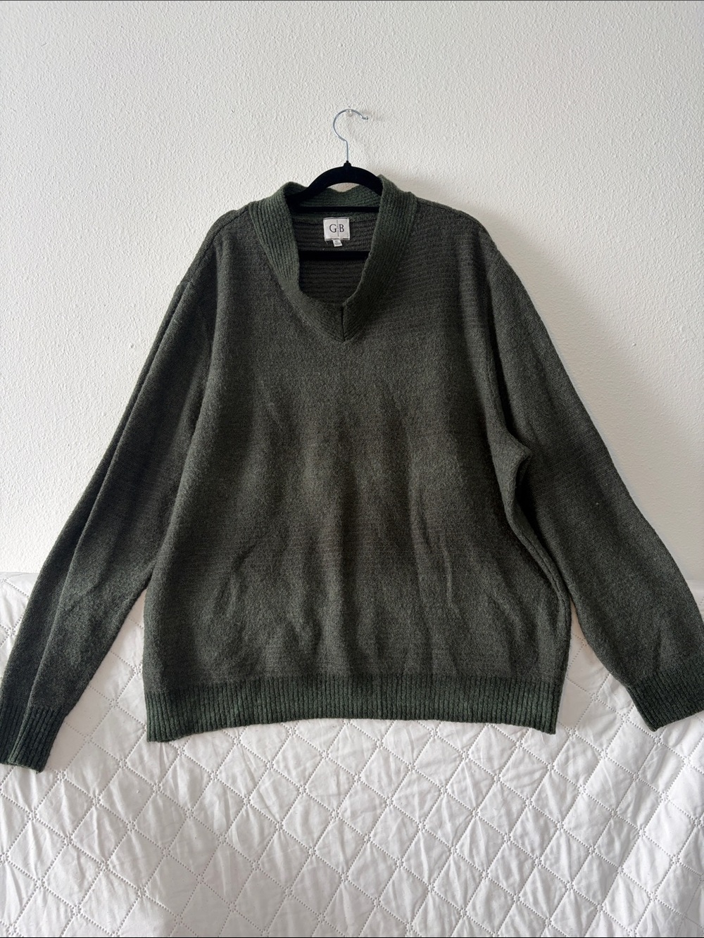 Geoffrey Beene V-Neck Wool Sweater in Green